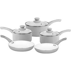 URBN-CHEF 8 Pcs Non-Stick Ribbed Aluminium Induction Hob Cookware Set 8 Parts