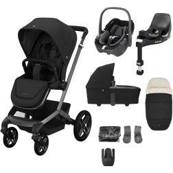 Maxi-Cosi Fame Complete Bundle With Pebble 360 Car Seat And Accessories Twillic Black (Travel system)