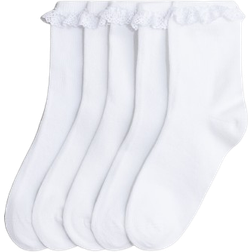 H&M Girls White 5-pack frill-trimmed school socks