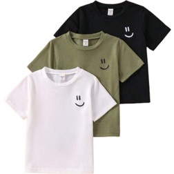 Shein Young Boy Casual Smiling Face Graphic Printed Round Neck TShirt For Summer