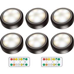 Dzxin Trådlös LED Puck Lampor Med Fjärrkontroll 6-Pack Möbelbelysning 6st