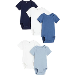 H&M Cotton Bodysuits 5-pack - Blue/White (1088033012)