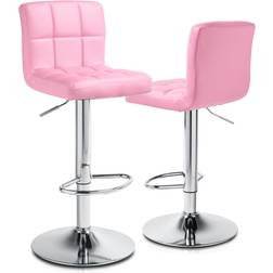 Magshion Pink Square Adjustable Height Swivel Bar Lift Pub Chair Bar Stool 45" 2pcs