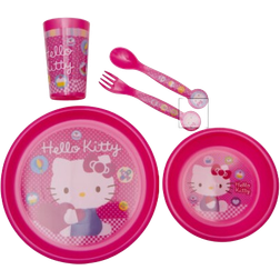 Hello Kitty Kids 5 Piece Dinner Supper Plate Bowl Cup