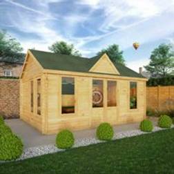 Mercia Garden Products 5.3m x 4m Clock Tower Log Cabin 44mm Brown (Building Area )