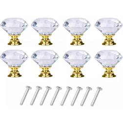 INF Diamantformade Knoppar i Glas Transparent/Guld 8 st
