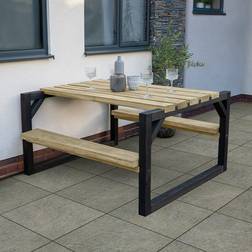 Forest Garden Colour Block Wooden Picnic Bench 4'8 x 4'7