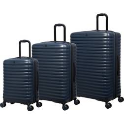 IT Luggage Speedbump 3pc 8 Wheel Hard Suitcase Set Navy