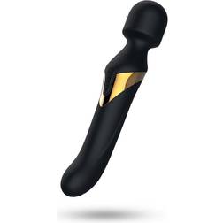 Vuxen Dual Orgasms 2-in-1 Massagestav & Dildo Svart & Guld