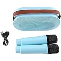 Peowuieu Mini Karaoke Maskin Portabelt Bluetooth Högtalare Set med 2 Trådlösa Mikrofoner med LED-Lampor
