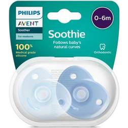 Avent Philips SCF099/21 Lot de 2 Sucettes Soothie Coeur 0/3 Mois Bleu Clair