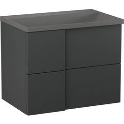 Hill Ceramic Tvättställsskåp Esquina Svart Matt 70 cm med Handfat Grå Matt