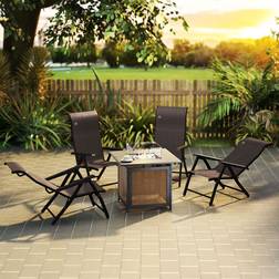 OutSunny Set of 4 Outdoor Rattan Folding Chair with Adjustable Backrest Brown