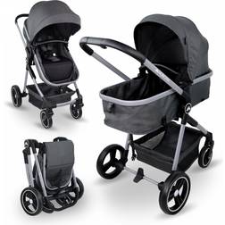 Mobiclinic Silla De Paseo 2 En 1 Para Bebé Mobiclinic Plegado Carricoche Convertible Ultra Compacto Mango Monomando Arnés 5 Puntos Barra Extraíble Gris Nuit