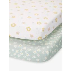 John Lewis Ditsy Daisy Print Cotton Infant Fitted Sheet Pack of 2