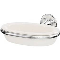 Windsor 1930 Traditional Polished Chrome and White Ceramic Wall Mounted Soap Dish