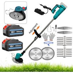 Teetok Cordless Grass Trimmer 2x 5.5A Battery Charger