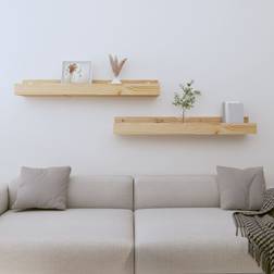 vidaXL Shelves 2 pcs 80 x 12 x 9 cm Solid Wood Pine Wall Shelf