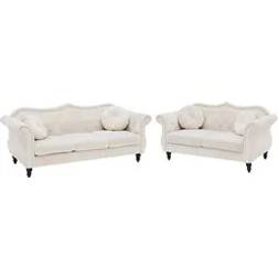 Beliani Set Divani In Velluto Beige 5 Posti Skien Divano 2pcs
