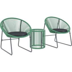OutSunny Polyrattan Gartenmöbel Set 3-teilig Sitzgruppe mit 2 Stühle Lounge-Set, Tisch einschl. 2 Stühle
