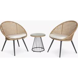 Kettler Boho 2-Seater Garden Balcony Table & Chairs Natural Outdoor Lounge Set
