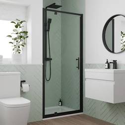 Luxura Pivot Shower Door 760mm with 760 x 760mm Tray - 6mm Black