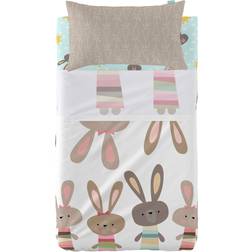 HappyFriday Moshi Moshi Rabbit Family Multicolour Baby Crib Bedding Set 2 Pieces