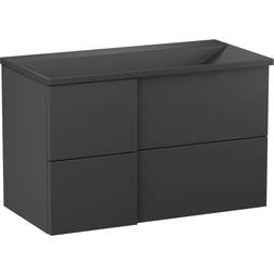 Hill Ceramic Tvättställsskåp Esquina Svart Matt 90 cm med Handfat