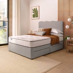 Silentnight Divan Bed With Wave Fabric Headboard - Light Grey