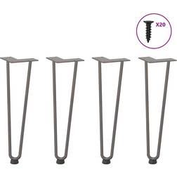 vidaXL Hårnålsformade 4 St Naturstål 42 cm Massivt Stål Bordsben