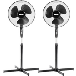 Geepas Set Of Two 16" Black Oscillating Electric Pedestal Fans