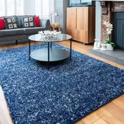 Murano Navy Mottled Shaggy Living Room Rug 80cm x 150cm Blue
