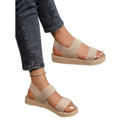 Shein Womens Flat Outdoor Fashionable Lightweight Sandals For Beach Comfort With Woven Jute Texture