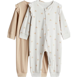 H&M Cotton Pajama Jumpsuits - Beige