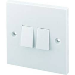 Wickes 10 Amp 2 Gang 2 Way Light Switch White
