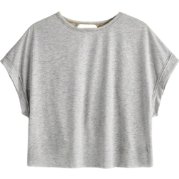 Shein Womens Solid Color Round Neck Hollow Out Short Front Long Back Summer TShirt