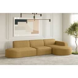 Fun-Möbel Ecksofa Designersofa PALMA in Stoff Scala Senfgelb Ottomane Rechts Sofa 296cm