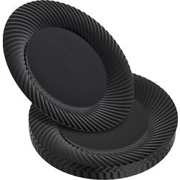 Förpackning med 20 Hårdplastplattor 25,4 cm Eleganta Återanvändbara Middagstallrikar i Plast ~ Svart Flat tallrik 20cm 20st