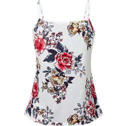 Shein Vacation Leisure Flower Print Splice Lace Camisole Top