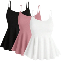 Shein Plus Womens Summer Solid Color Ruffle Hem Camisole