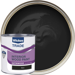 Wickes Trade Satin Metal Wood Paint Black 1L