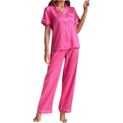 Shein Jacquard Lapel Collar Button Down Womens Pajama Set