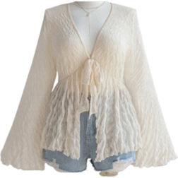 Shein Plus Size Apricot Knitted Textured Tie Waist Top - Chri