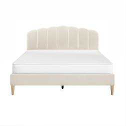 Flair Scallop Double Beige Velvet Bed Frame 135x190cm