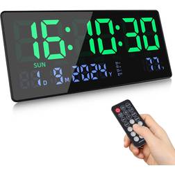 Digital 15.5 Tum Stor LED Med Sekunder Väggklocka 40cm