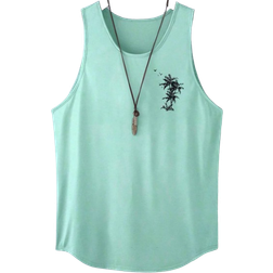 Shein Mens Coconut Tree Printed Sleeveless Tank Top And Shorts SetHawaiian Suit
