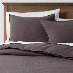 Threshold 3 Pcs Space Dyed Cotton Linen Sham Set Duvet Cover Gray (259.1x243.8cm)