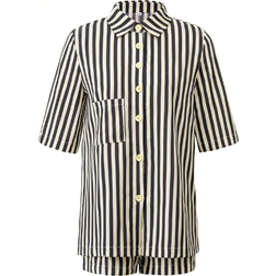 Shein Womens Striped Printed Shirt And Shorts Set pcs