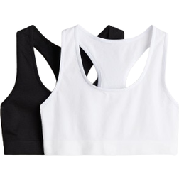 H&M Pige Sort 2-Pak Seamless Top - Sort