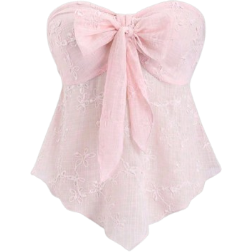 Shein Textured Fabric Knot Front Strapless Top